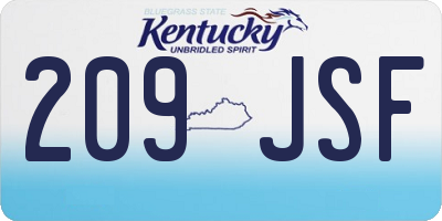KY license plate 209JSF