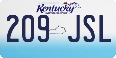 KY license plate 209JSL