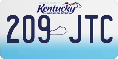 KY license plate 209JTC