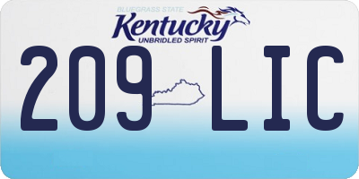 KY license plate 209LIC