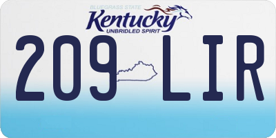 KY license plate 209LIR
