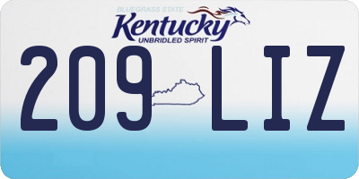 KY license plate 209LIZ