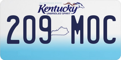 KY license plate 209MOC