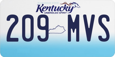 KY license plate 209MVS