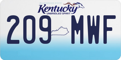 KY license plate 209MWF