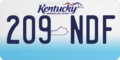 KY license plate 209NDF