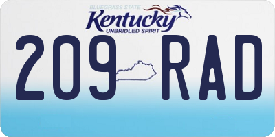 KY license plate 209RAD