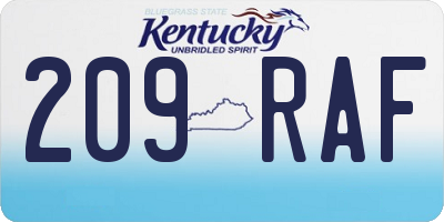 KY license plate 209RAF