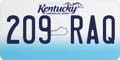 KY license plate 209RAQ