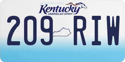 KY license plate 209RIW