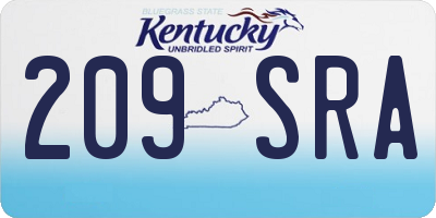 KY license plate 209SRA
