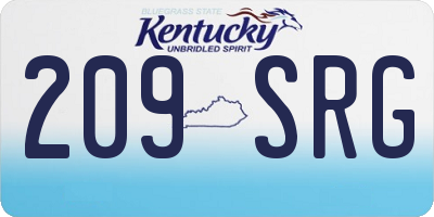 KY license plate 209SRG