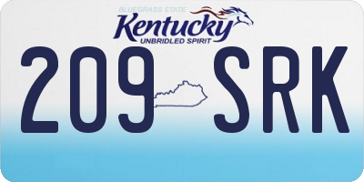 KY license plate 209SRK