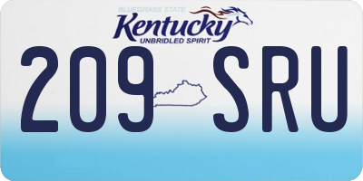 KY license plate 209SRU