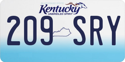 KY license plate 209SRY