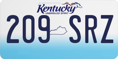 KY license plate 209SRZ