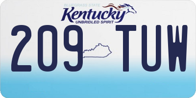 KY license plate 209TUW