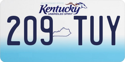 KY license plate 209TUY