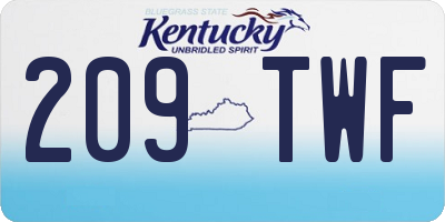 KY license plate 209TWF