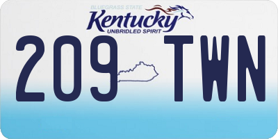 KY license plate 209TWN