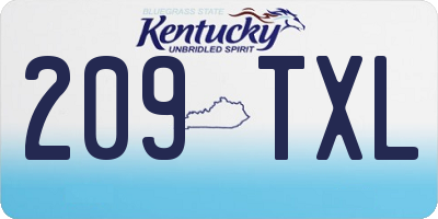 KY license plate 209TXL