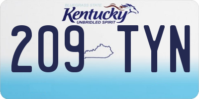 KY license plate 209TYN