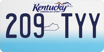 KY license plate 209TYY