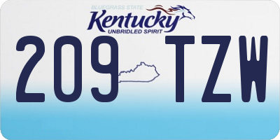 KY license plate 209TZW
