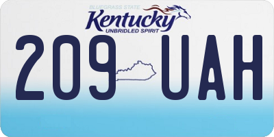 KY license plate 209UAH