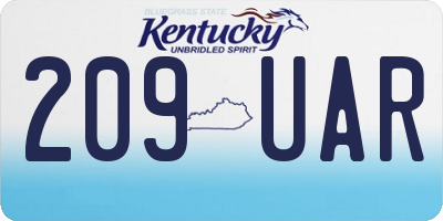 KY license plate 209UAR