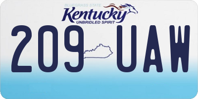 KY license plate 209UAW