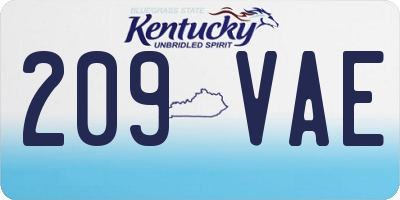KY license plate 209VAE