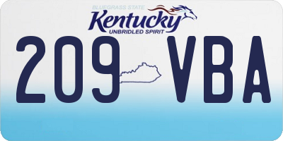 KY license plate 209VBA