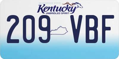 KY license plate 209VBF