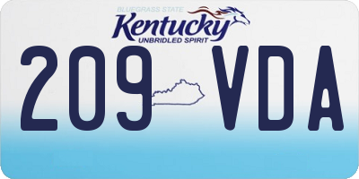 KY license plate 209VDA