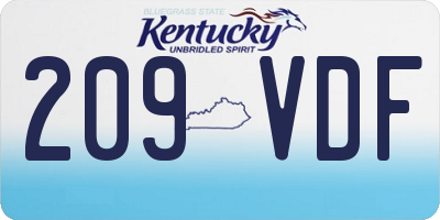KY license plate 209VDF