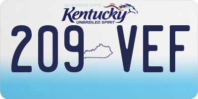 KY license plate 209VEF
