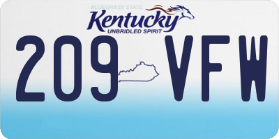 KY license plate 209VFW