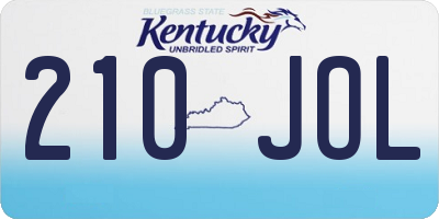 KY license plate 210JOL