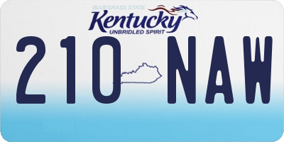 KY license plate 210NAW