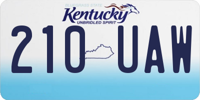 KY license plate 210UAW