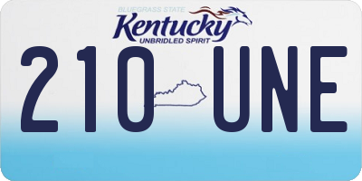 KY license plate 210UNE