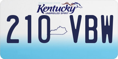 KY license plate 210VBW