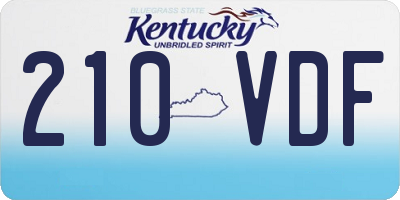 KY license plate 210VDF