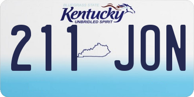 KY license plate 211JON