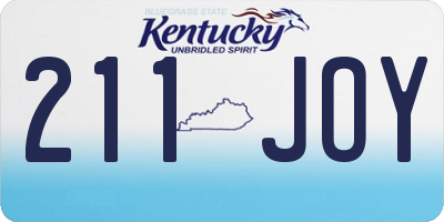KY license plate 211JOY