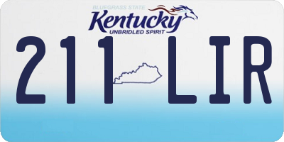 KY license plate 211LIR