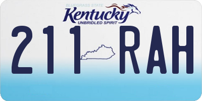 KY license plate 211RAH
