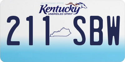 KY license plate 211SBW