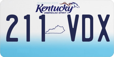 KY license plate 211VDX